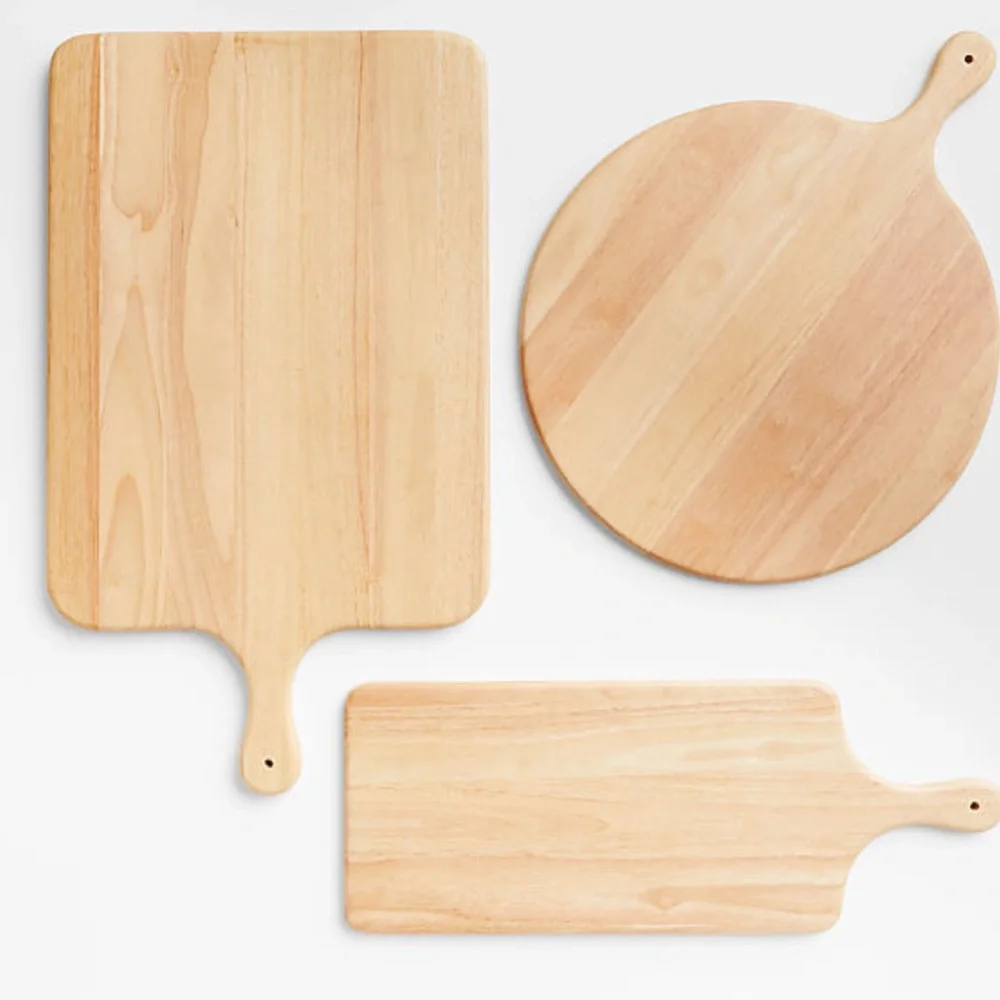 New! Crate&Barrel Natural Wood Rectangular Serving Board w/ Handle STUNNING size